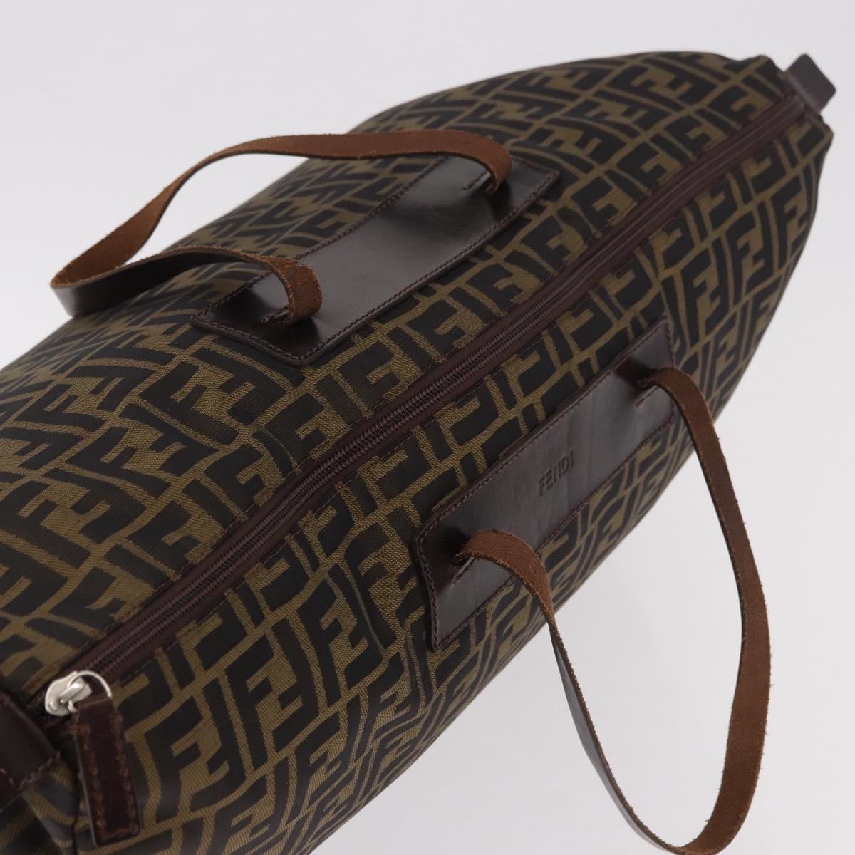 FENDI Zucca Canvas Boston Bag Black Brown Auth 183446