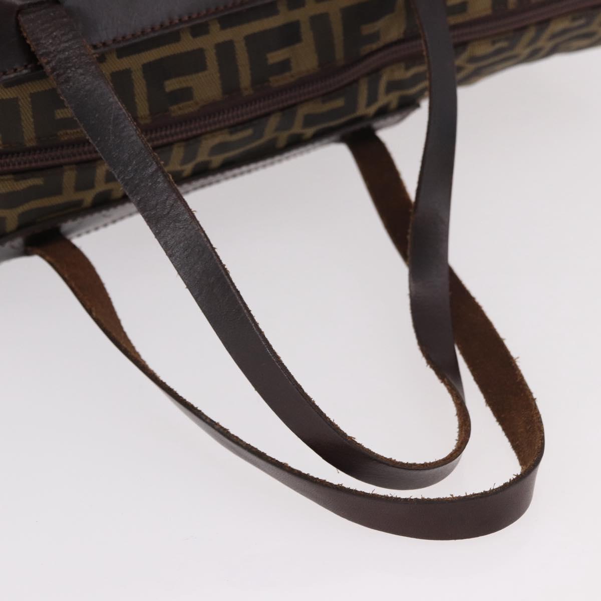 FENDI Zucca Canvas Boston Bag Black Brown Auth 183446