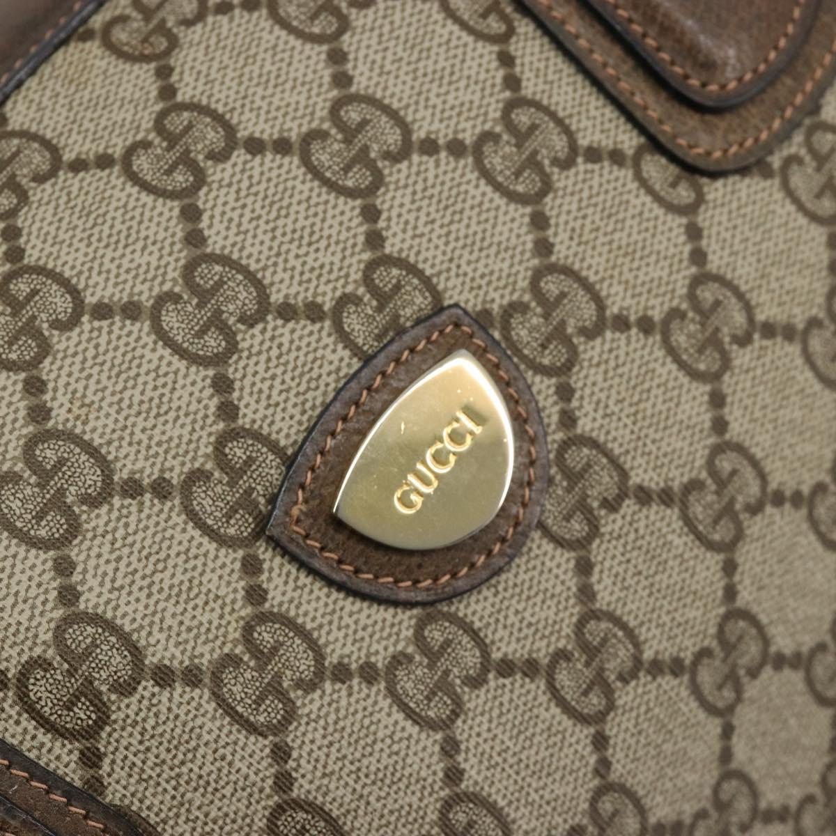 GUCCI GG Supreme Boston Bag PVC Beige Gold Auth 183447