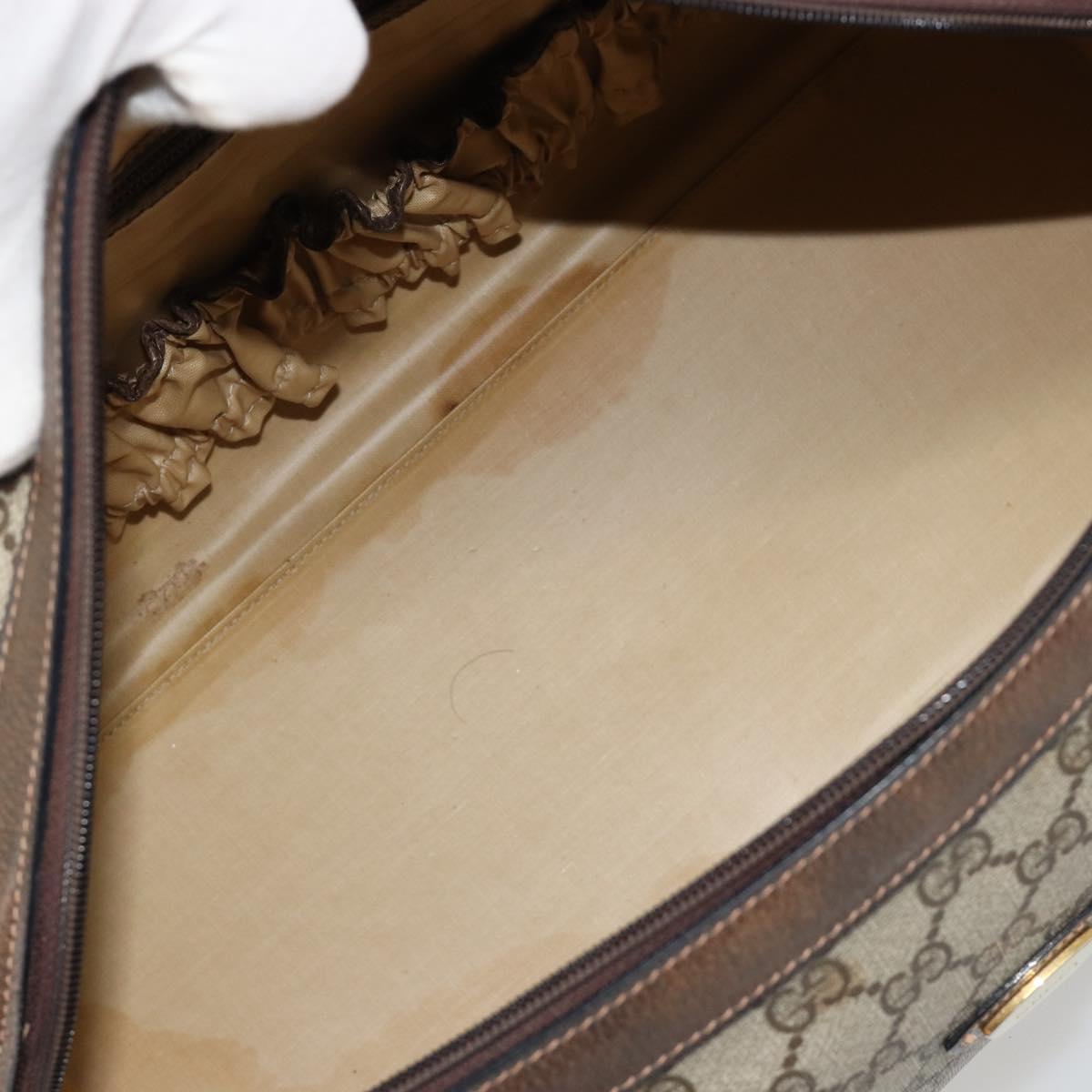 GUCCI GG Supreme Boston Bag PVC Beige Gold Auth 183447