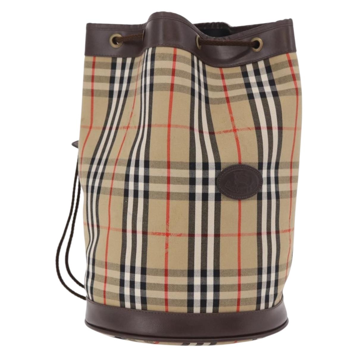Burberrys Nova Check Purse Shoulder Bag Canvas Beige Auth 183449A
