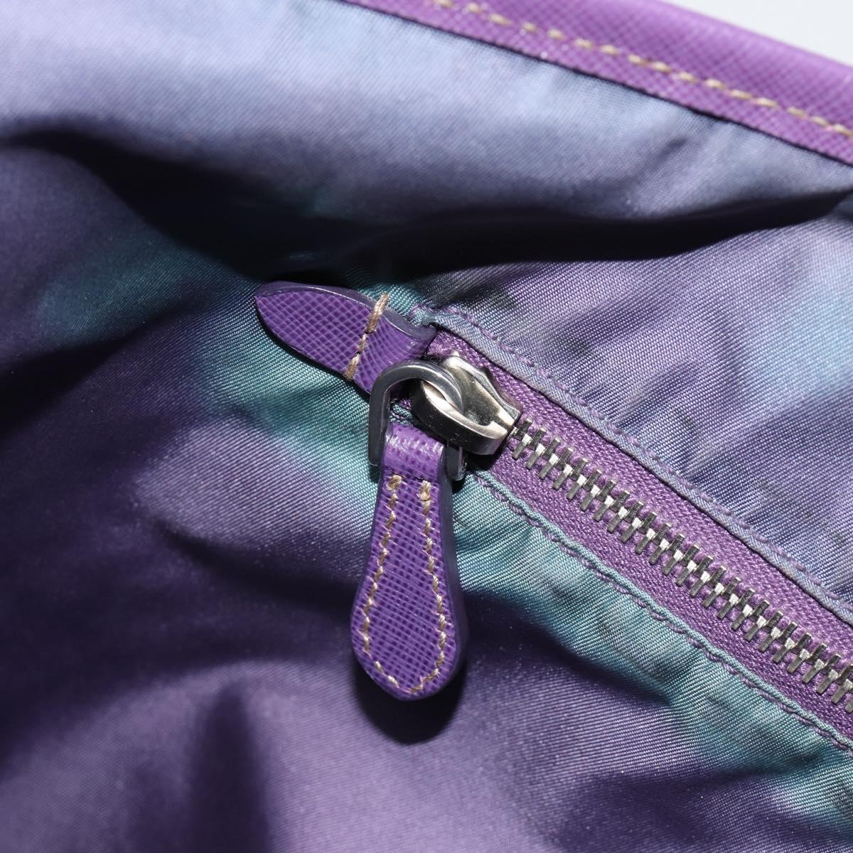 PRADA Tote Bag Nylon Purple Silver Auth 183451