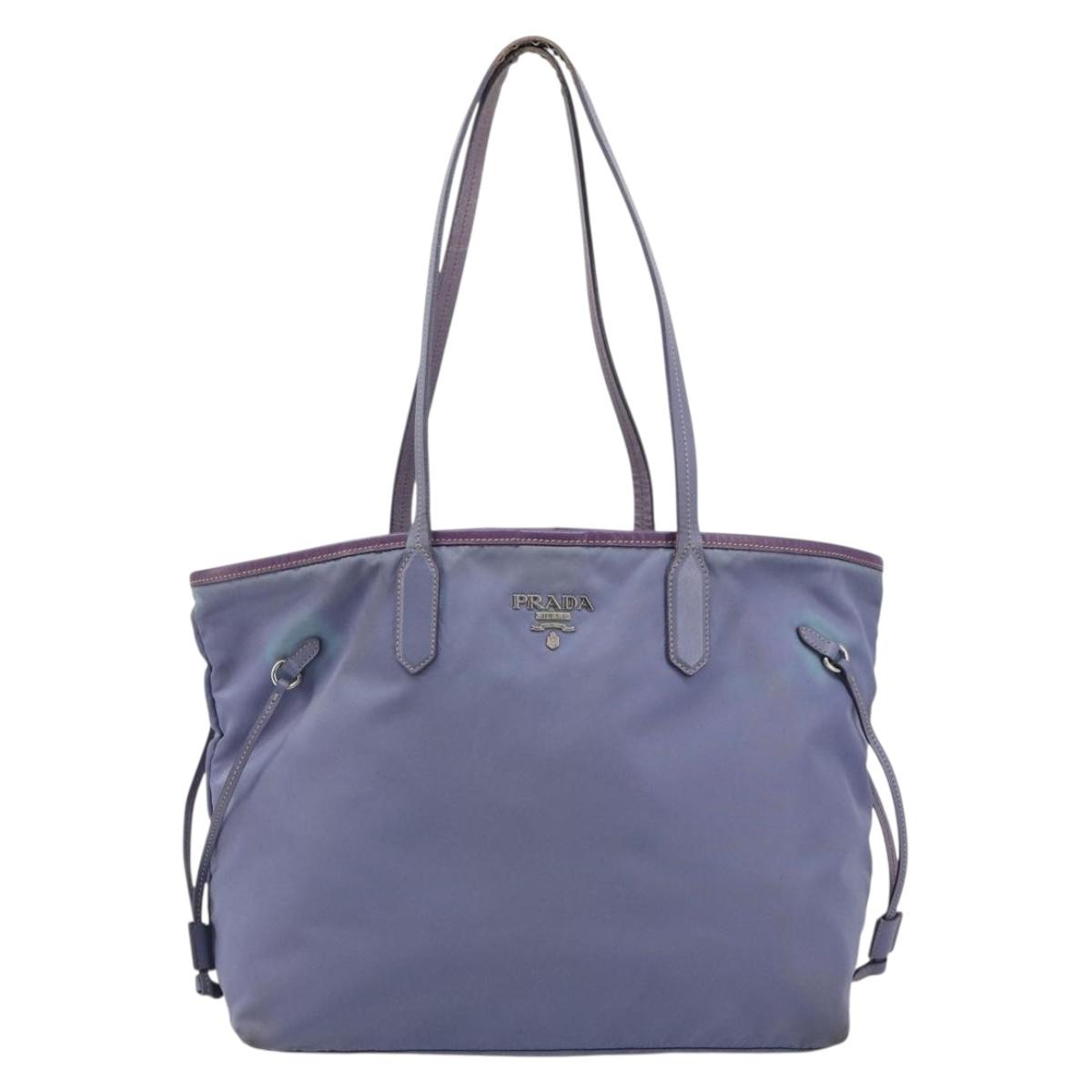 PRADA Tote Bag Nylon Purple Silver Auth 183451
