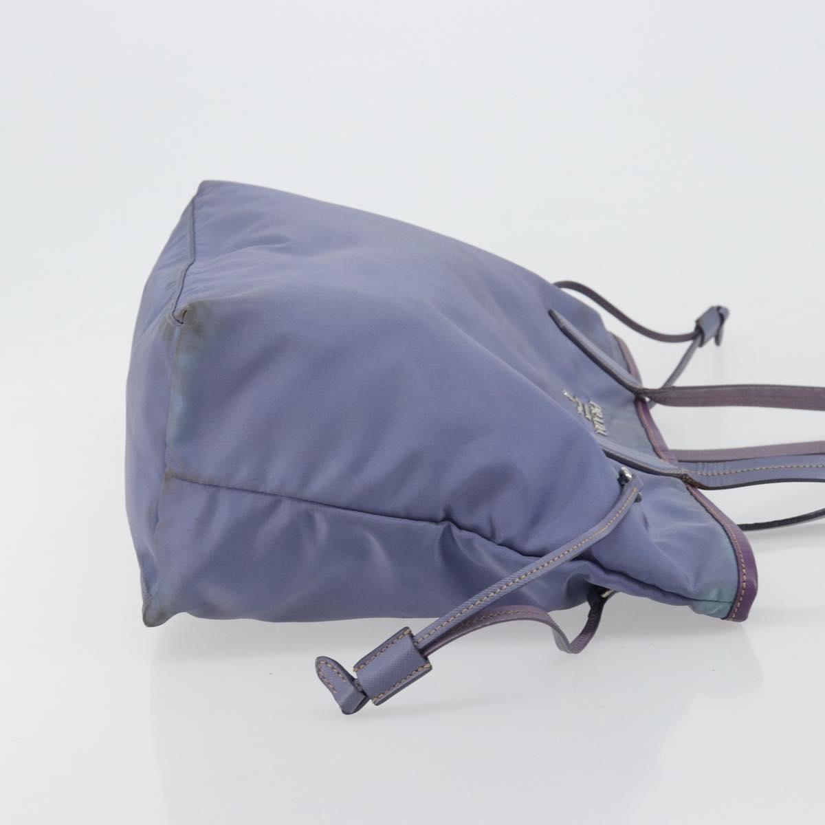 PRADA Tote Bag Nylon Purple Silver Auth 183451