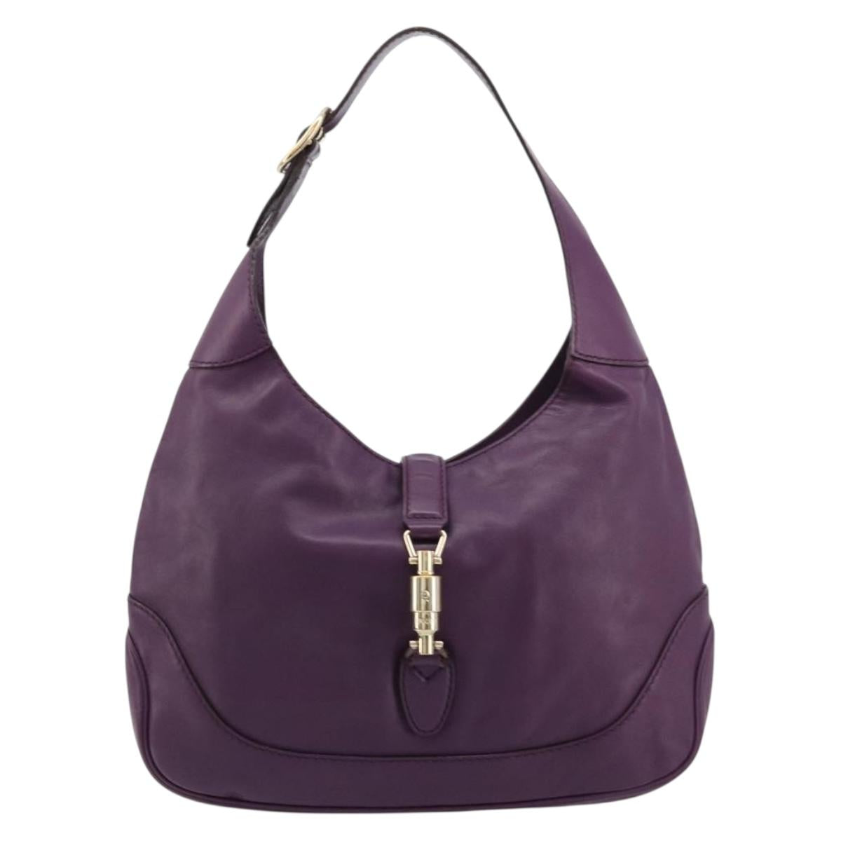 GUCCI Jackie Shoulder Bag Leather Purple Gold 277520 Auth 183452V