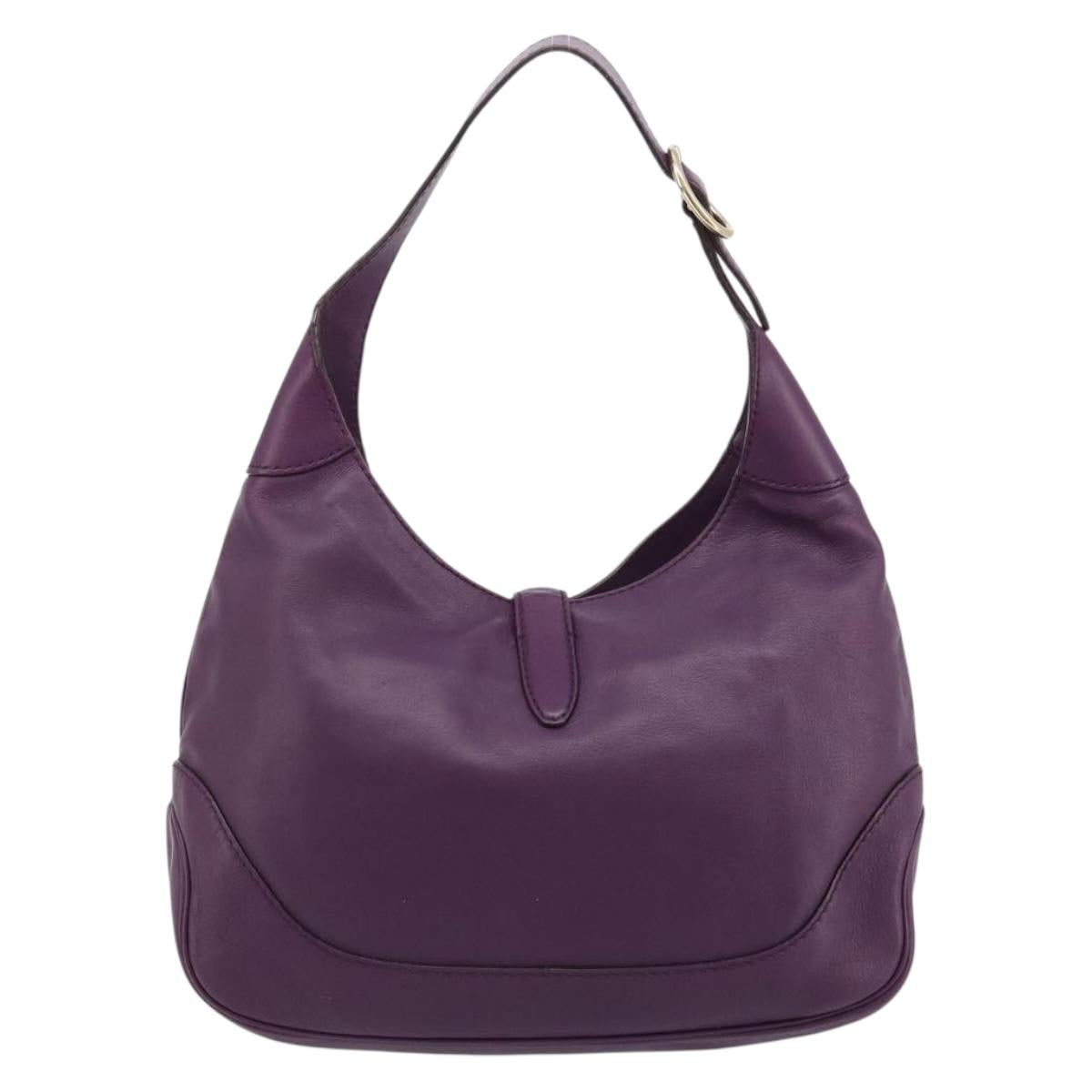 GUCCI Jackie Shoulder Bag Leather Purple Gold 277520 Auth 183452V