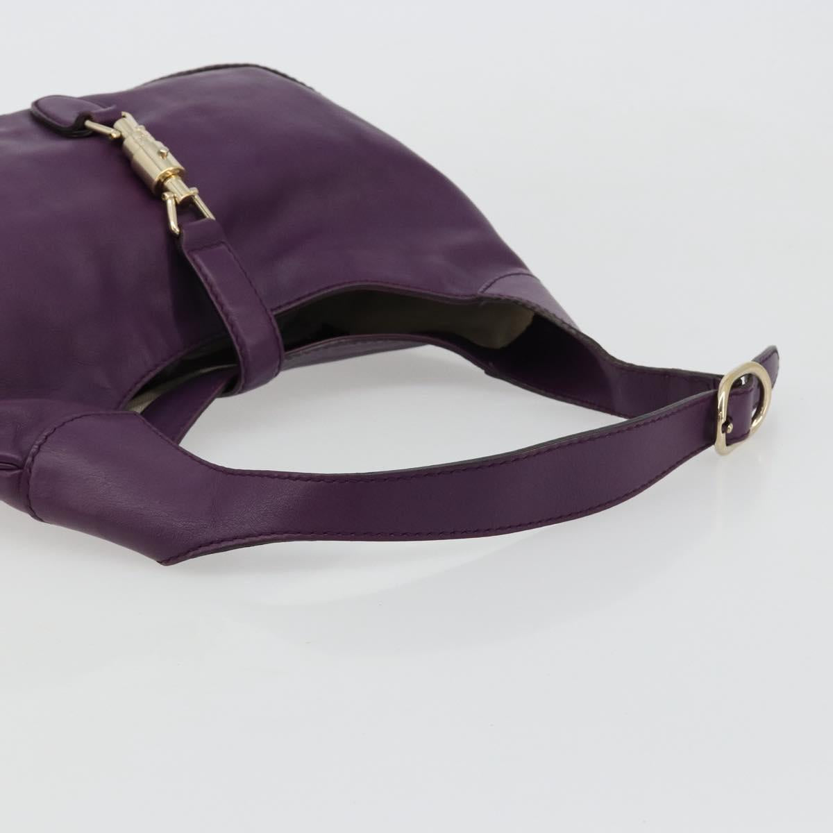 GUCCI Jackie Shoulder Bag Leather Purple Gold 277520 Auth 183452V