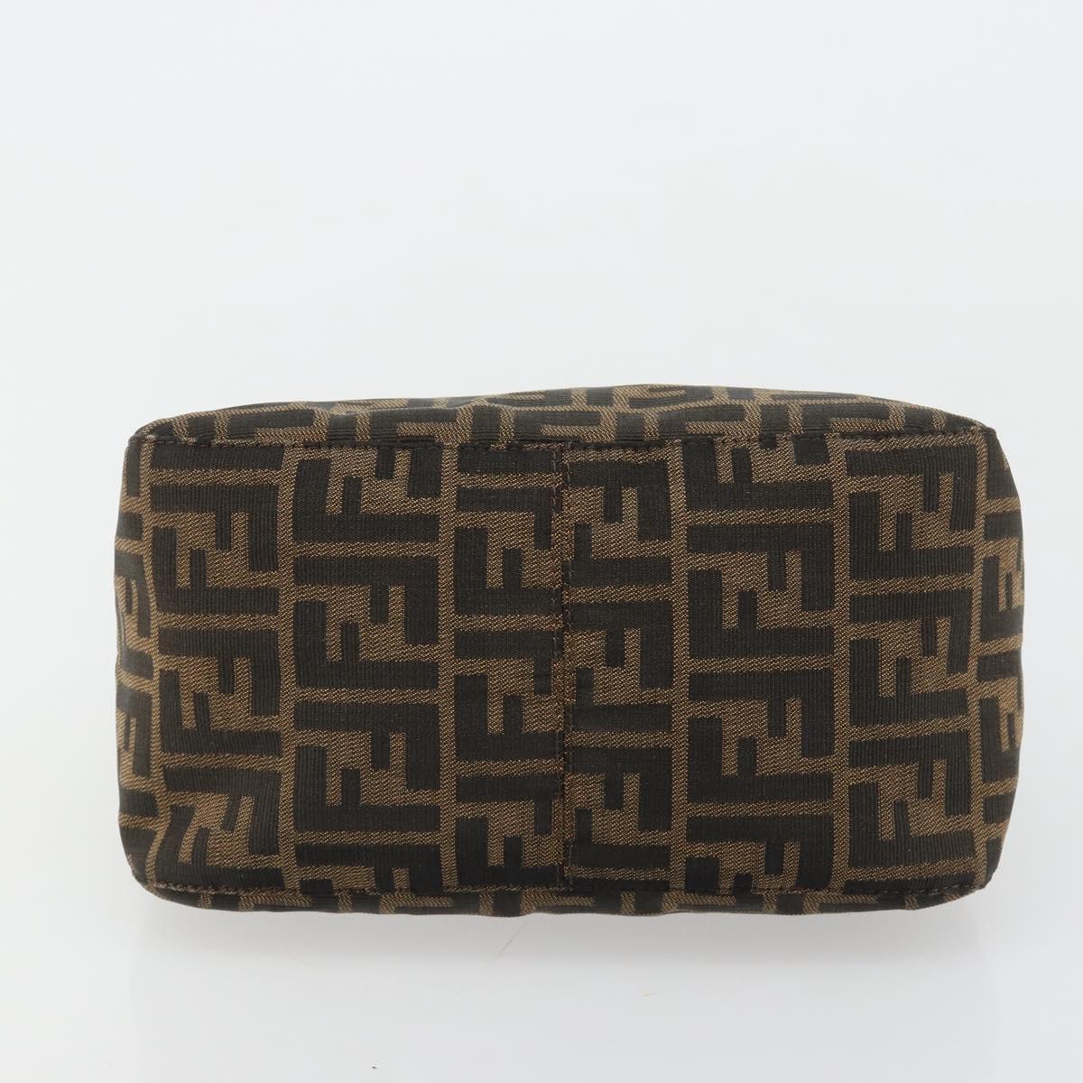 FENDI Zucca Canvas Mamma Baguette Shoulder Bag Black Brown Silver Auth 183462V