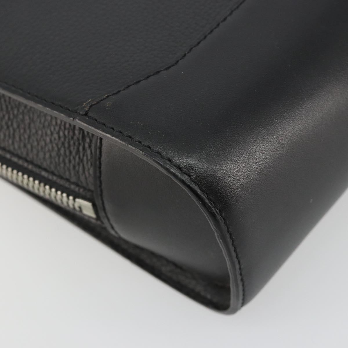 CARTIER Clutch Bag Leather Black Silver Auth 183463A