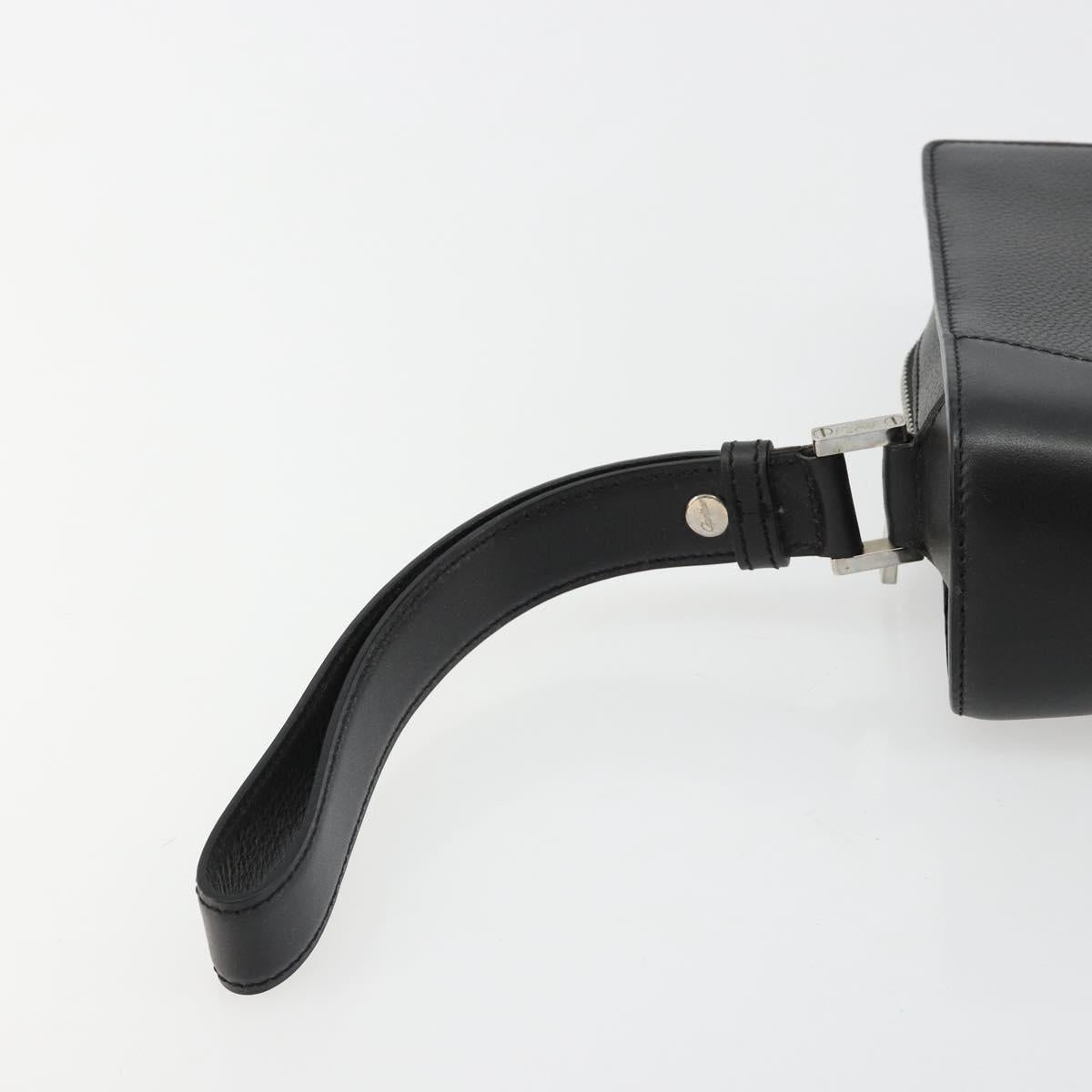 CARTIER Clutch Bag Leather Black Silver Auth 183463A
