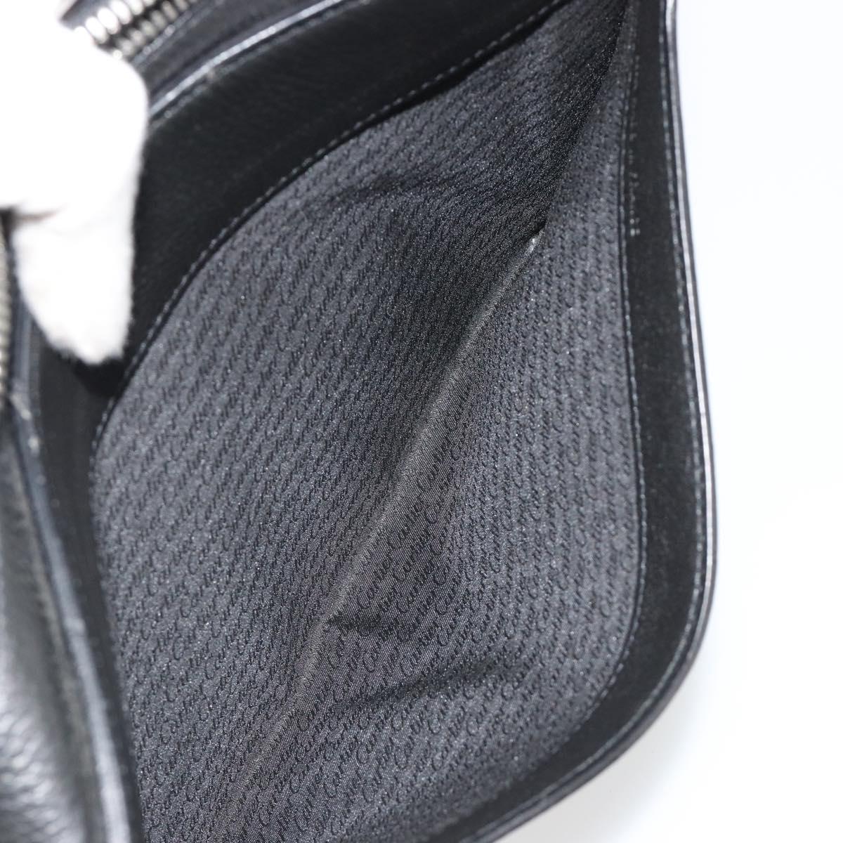 CARTIER Clutch Bag Leather Black Silver Auth 183463A