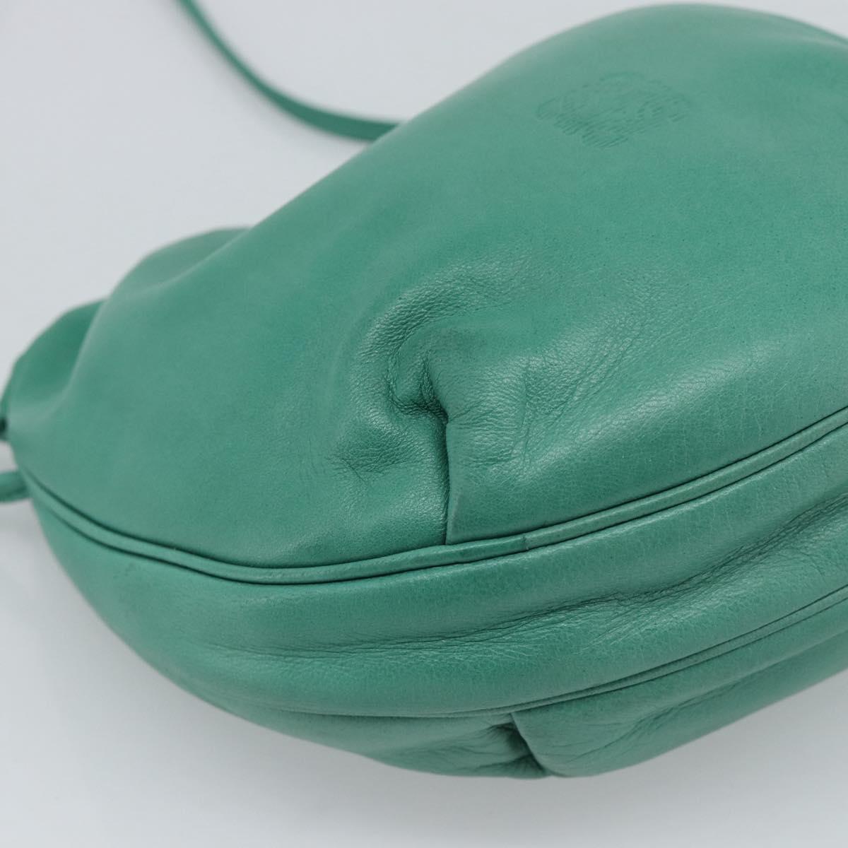 LOEWE Anagram Purse Shoulder Bag Leather Green Auth 183470