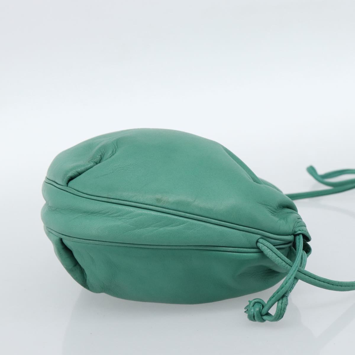 LOEWE Anagram Purse Shoulder Bag Leather Green Auth 183470