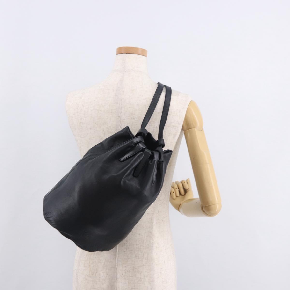 LOEWE Anagram Purse Shoulder Bag Leather Black Auth 183471A