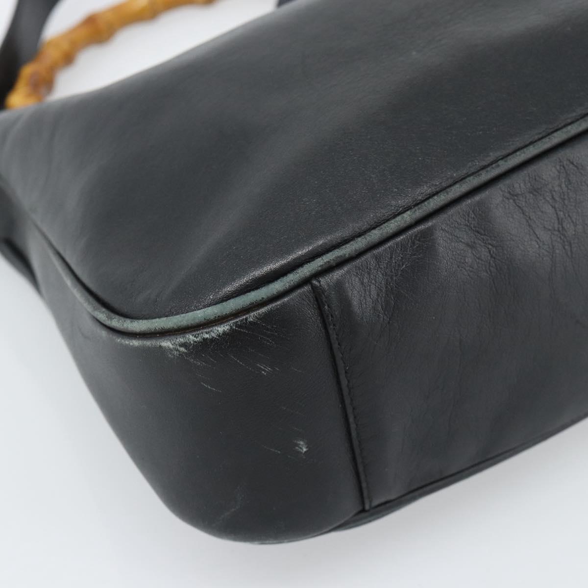 GUCCI Bamboo Shoulder Bag Leather 2way Black Gold 001 3754 1638 Auth 183478