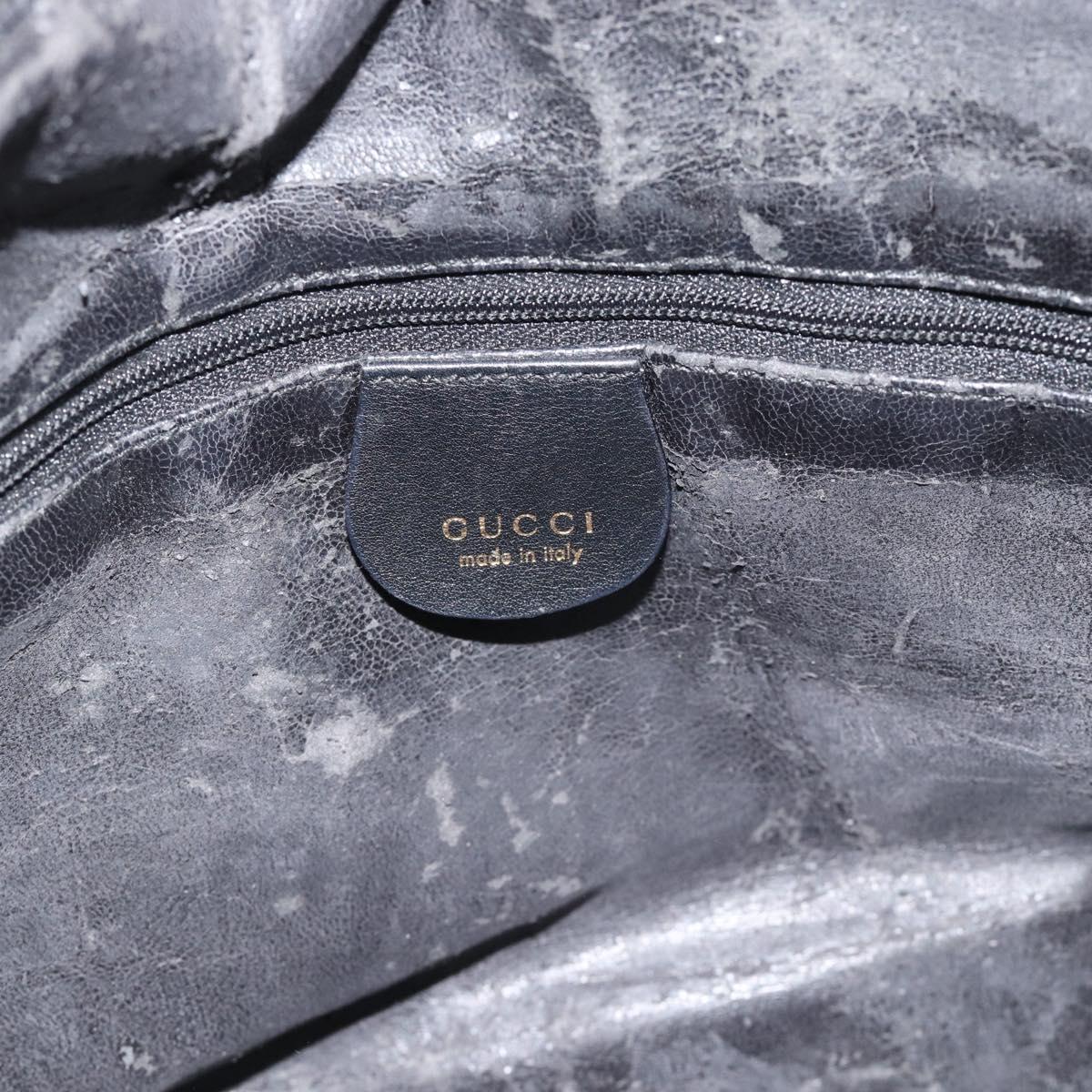 GUCCI Bamboo Shoulder Bag Leather 2way Black Gold 001 3754 1638 Auth 183478