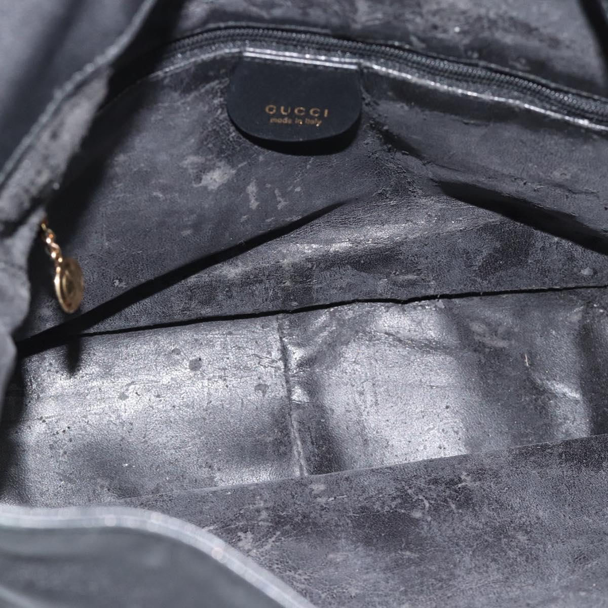GUCCI Bamboo Shoulder Bag Leather 2way Black Gold 001 3754 1638 Auth 183478