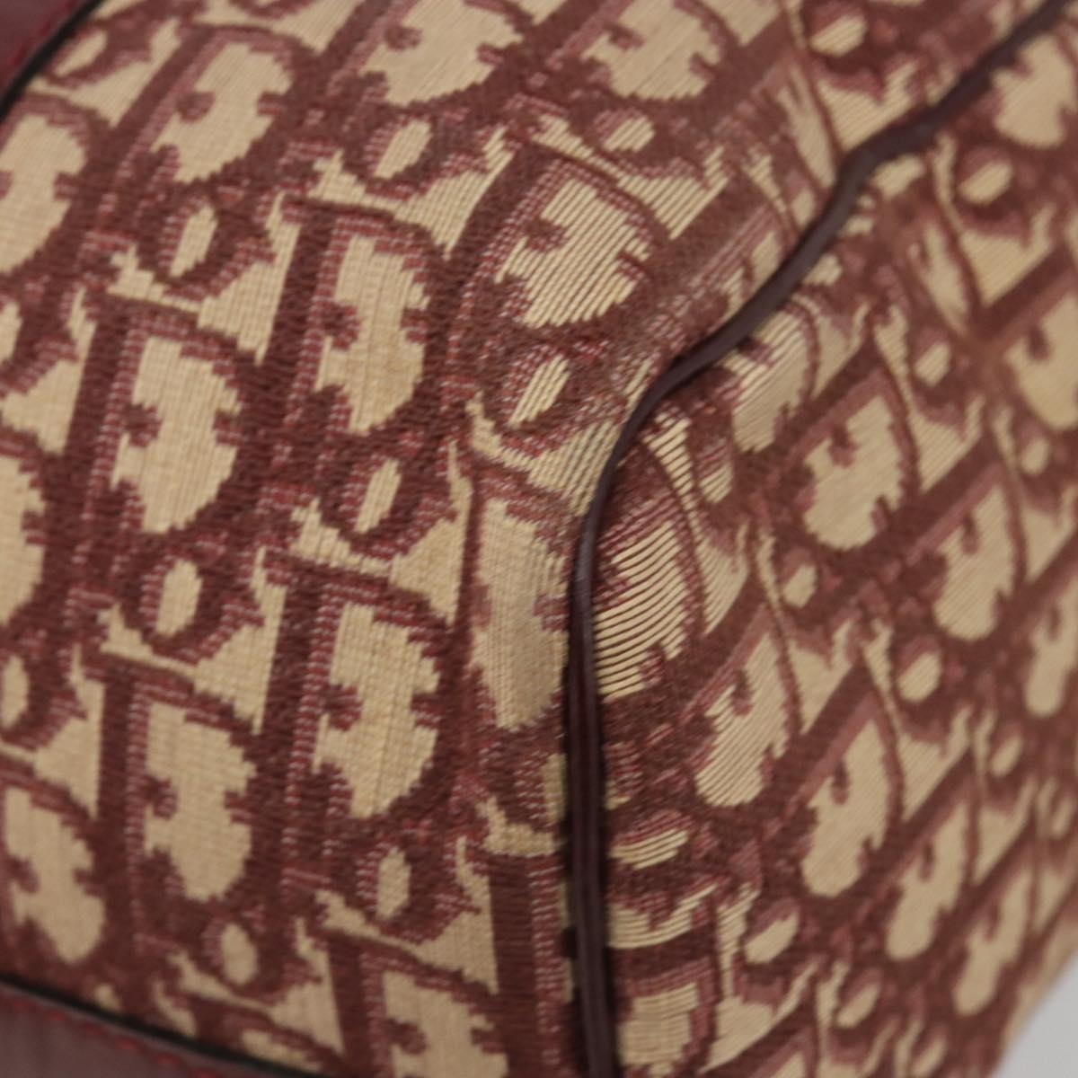 Christian Dior Trotter Canvas Hand Bag Red Gold Auth 183479A