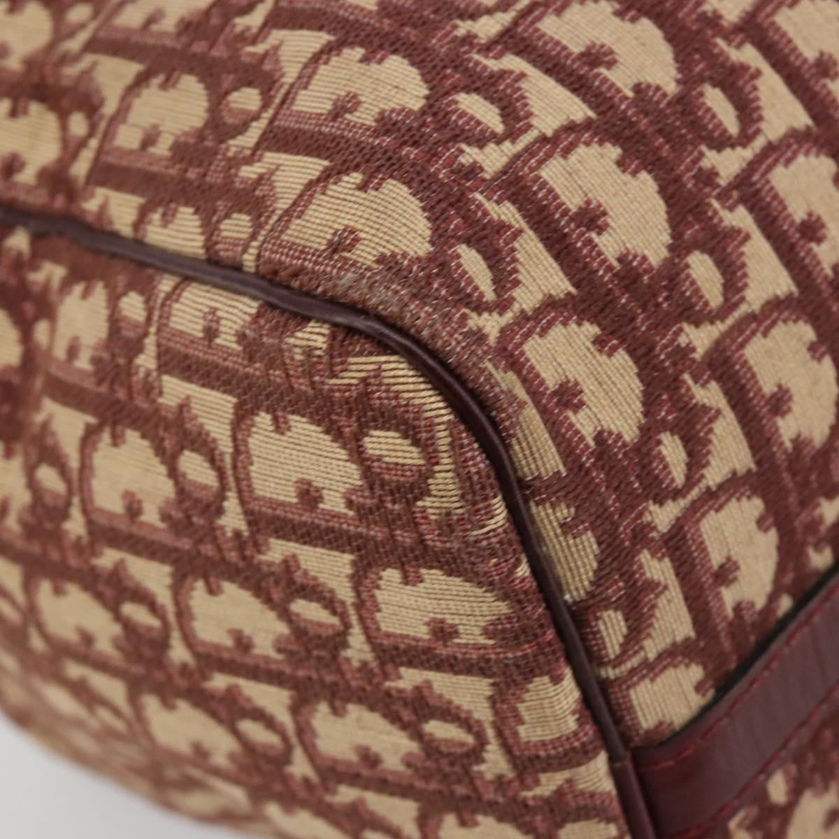 Christian Dior Trotter Canvas Hand Bag Red Gold Auth 183479A