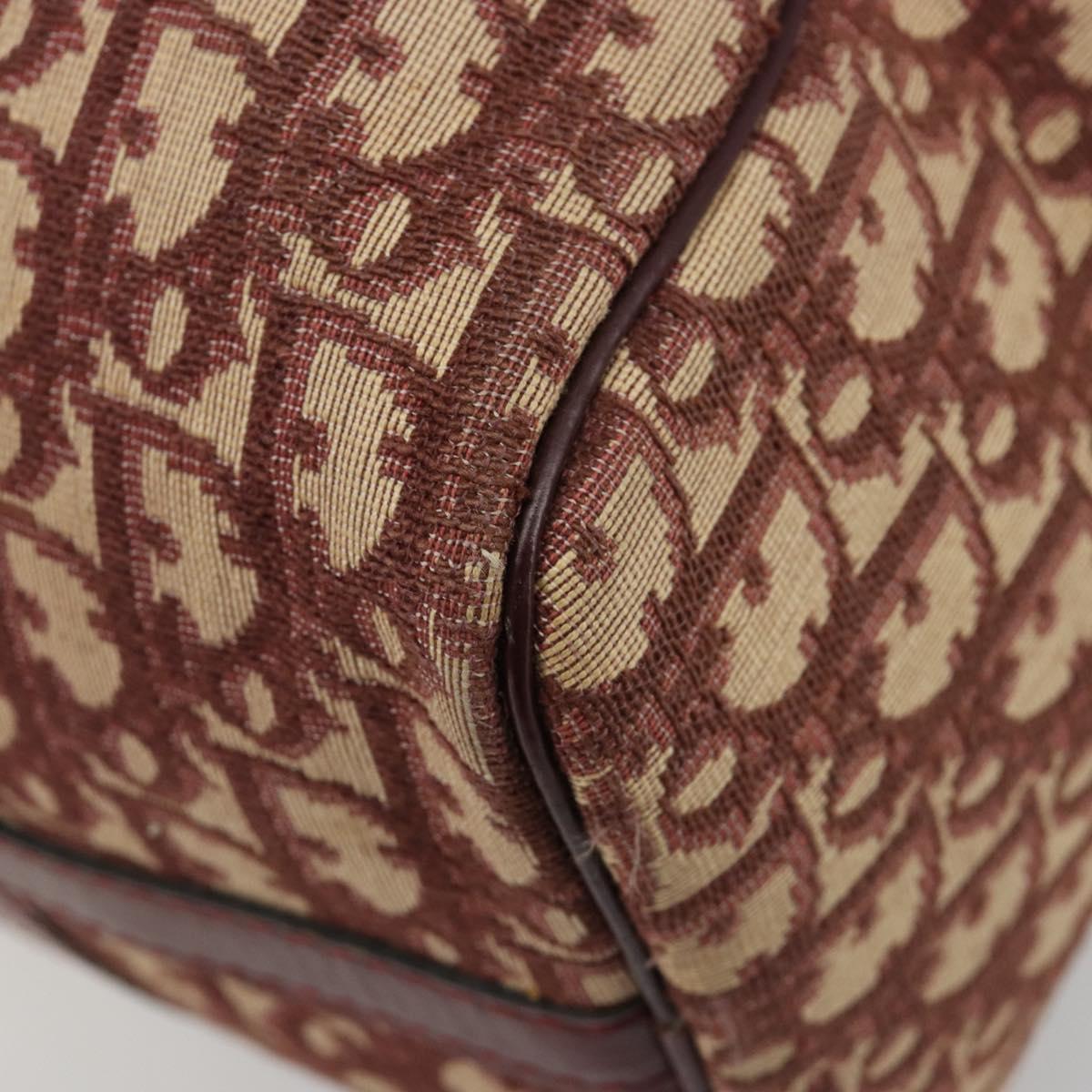 Christian Dior Trotter Canvas Hand Bag Red Gold Auth 183479A