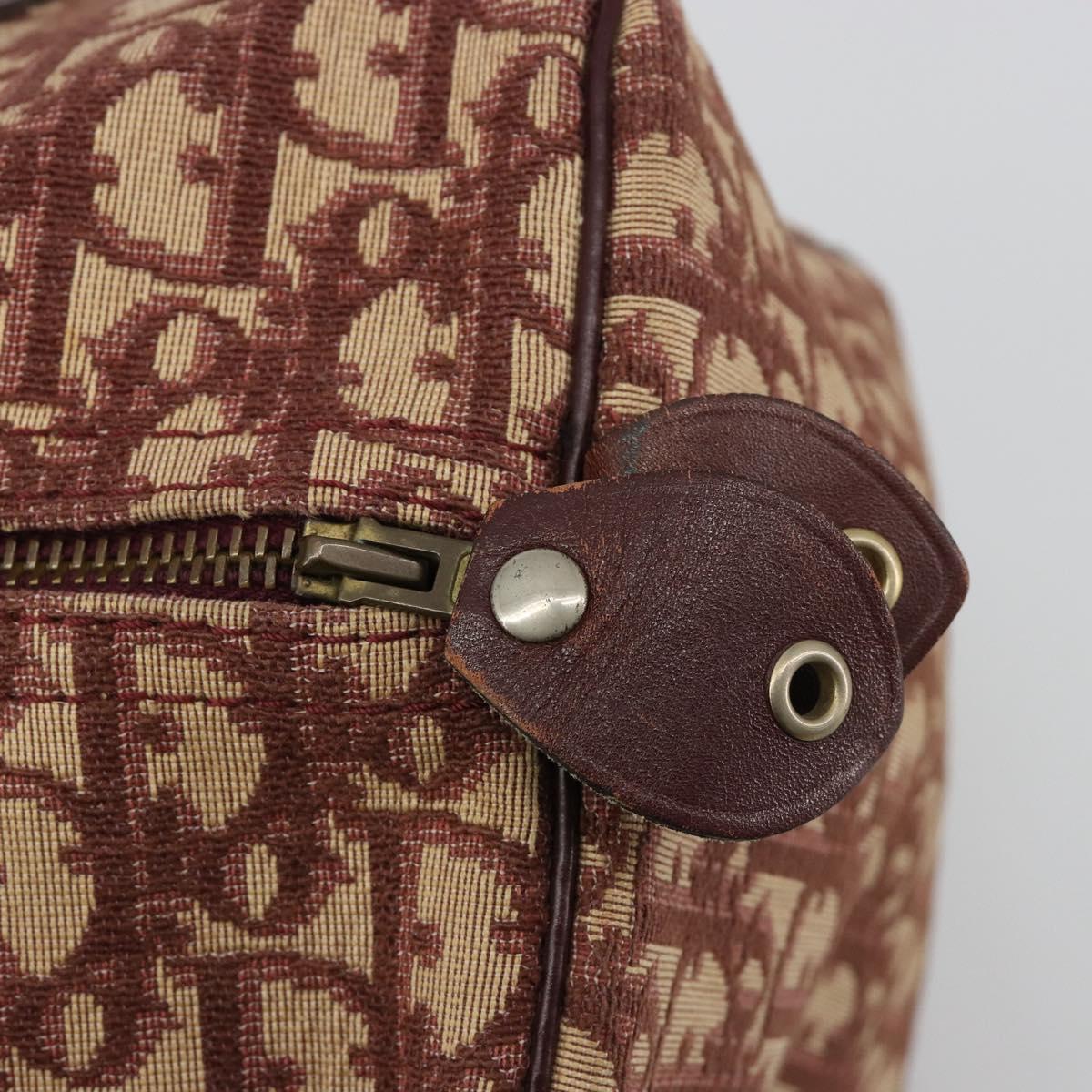 Christian Dior Trotter Canvas Hand Bag Red Gold Auth 183479A