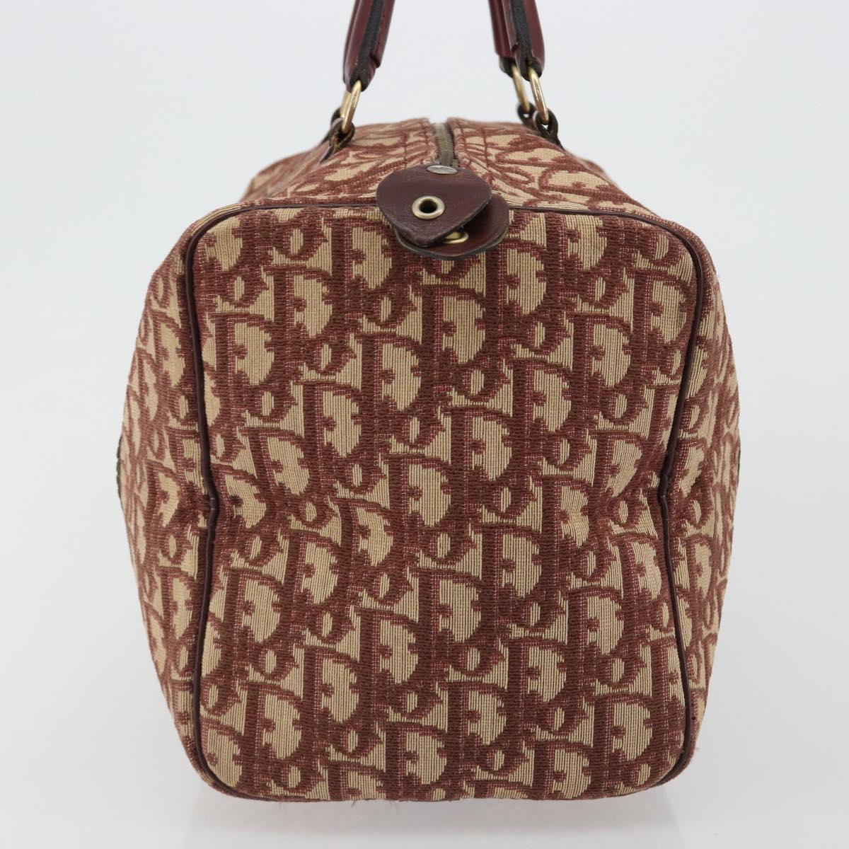 Christian Dior Trotter Canvas Hand Bag Red Gold Auth 183479A