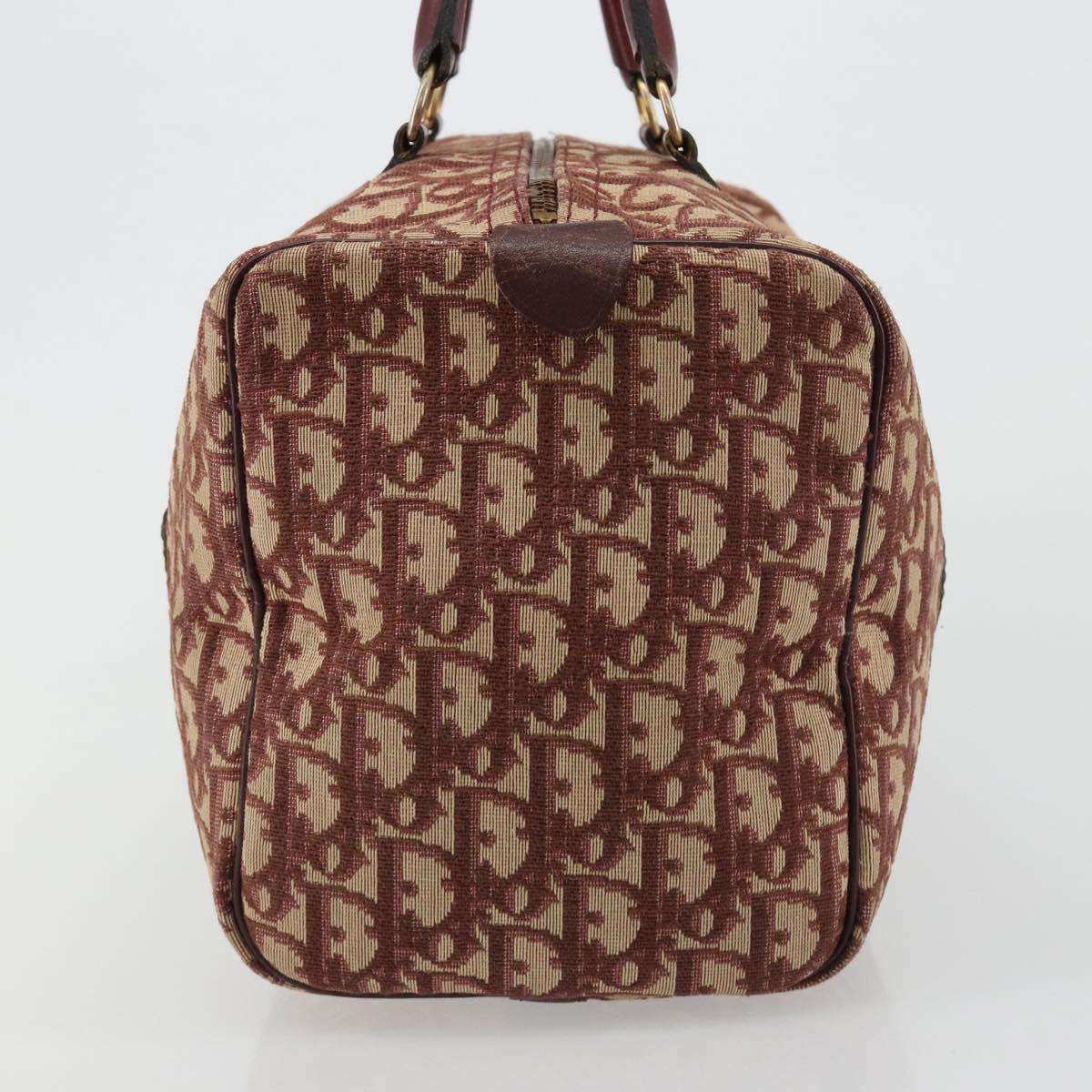Christian Dior Trotter Canvas Hand Bag Red Gold Auth 183479A
