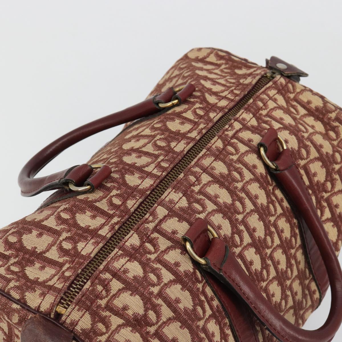 Christian Dior Trotter Canvas Hand Bag Red Gold Auth 183479A