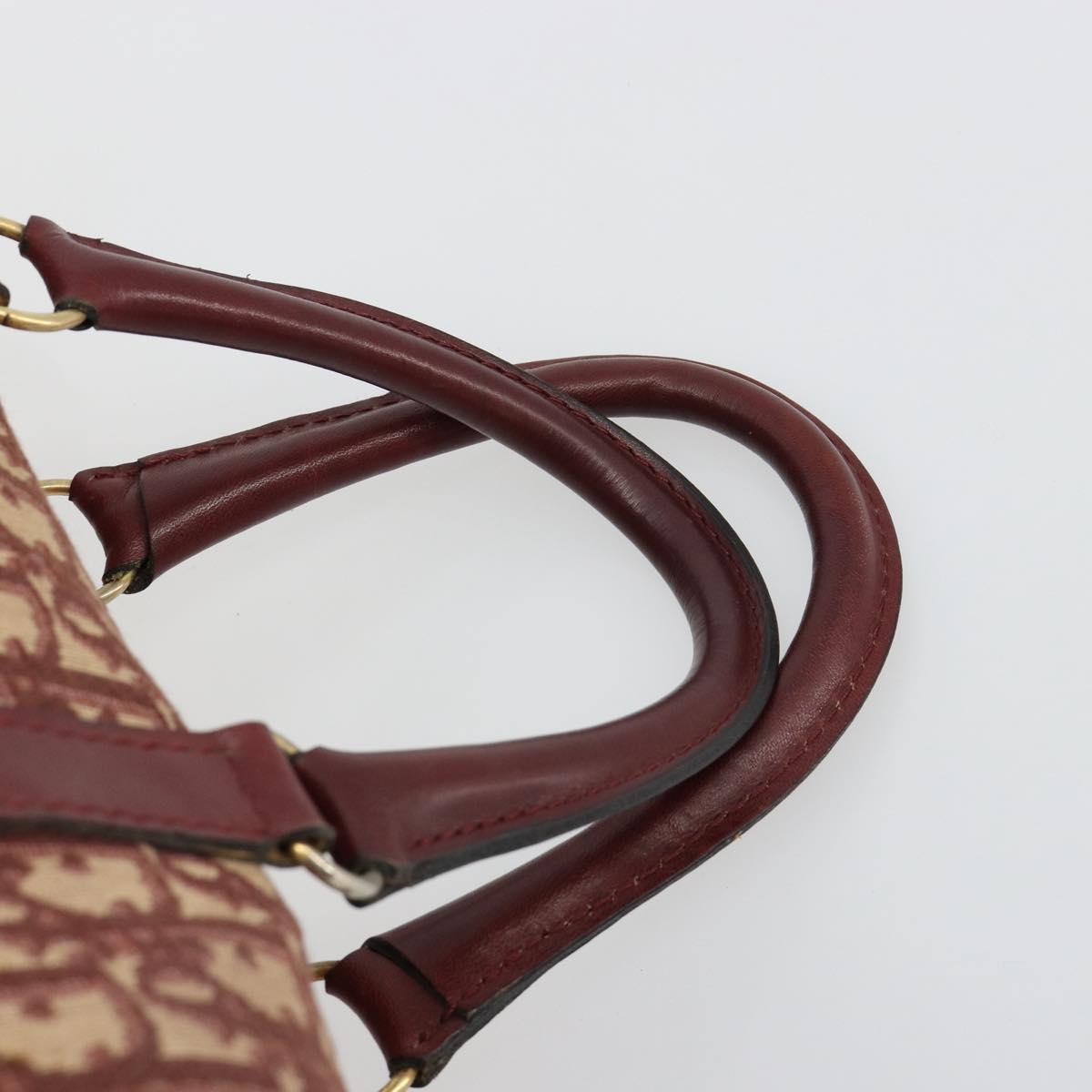 Christian Dior Trotter Canvas Hand Bag Red Gold Auth 183479A