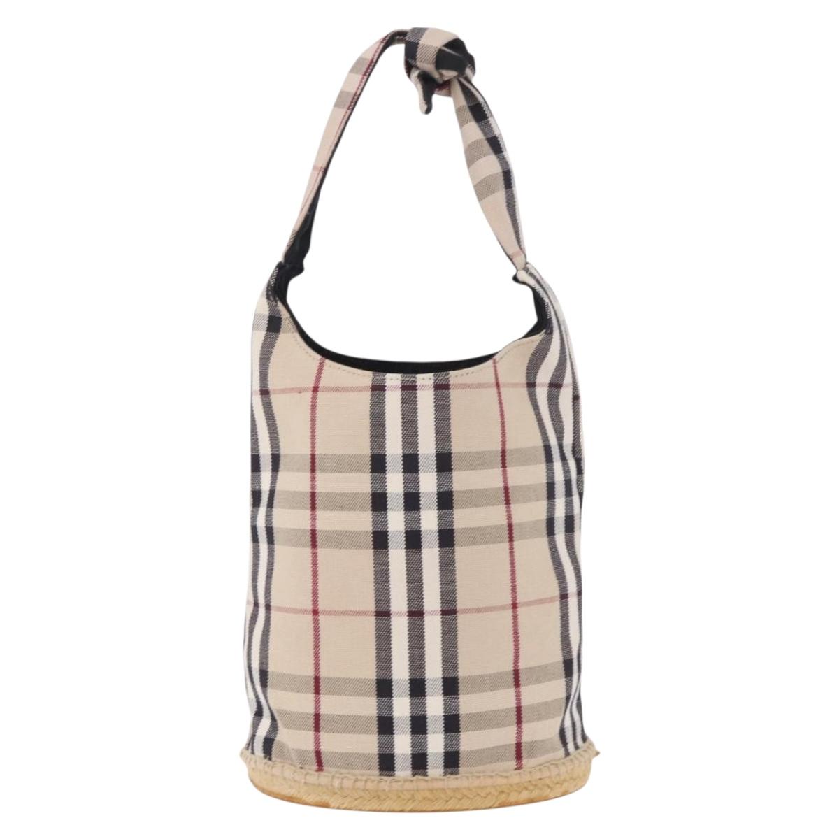 BURBERRY Nova Check Shoulder Bag Canvas Beige Auth 183481