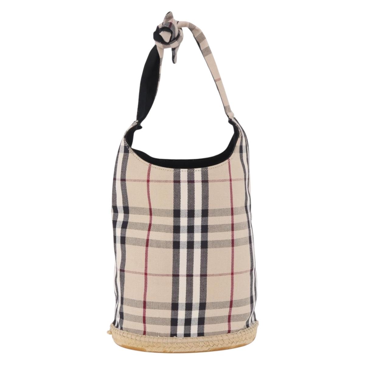 BURBERRY Nova Check Shoulder Bag Canvas Beige Auth 183481