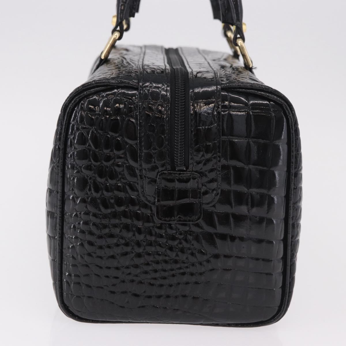 CELINE Hand Bag Patent leather Black Gold Auth 183482