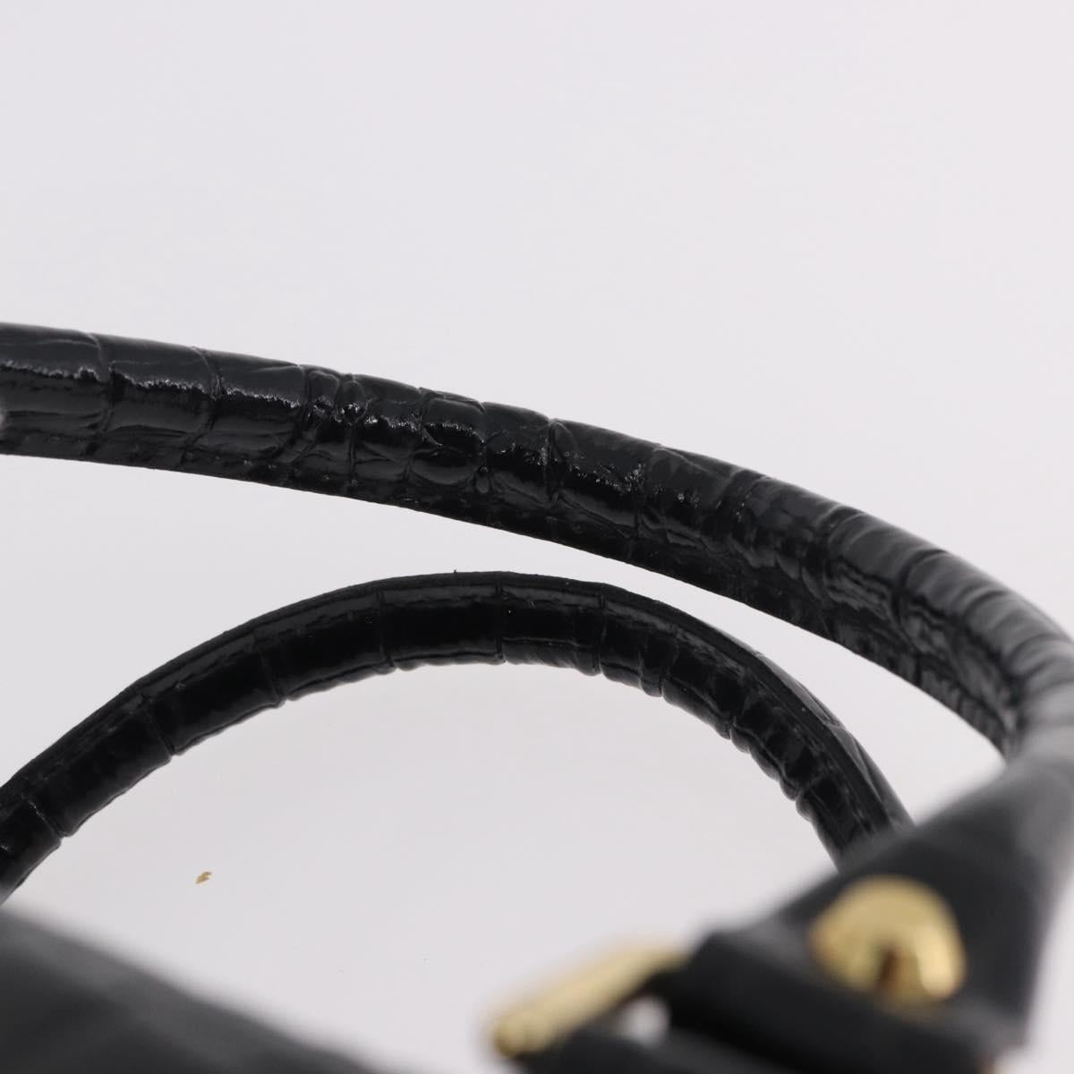 CELINE Hand Bag Patent leather Black Gold Auth 183482