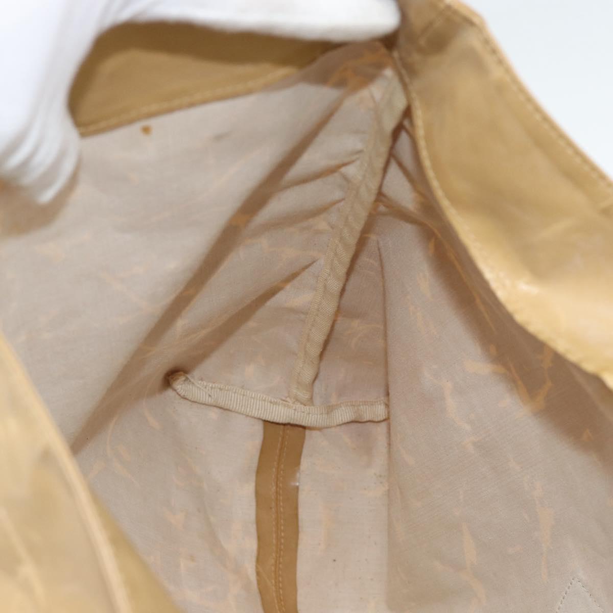 CHANEL Tote Bag Patent leather Beige CC Auth 183485