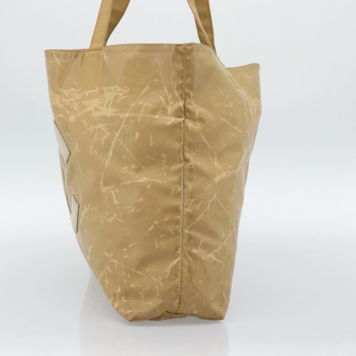 CHANEL Tote Bag Patent leather Beige CC Auth 183485