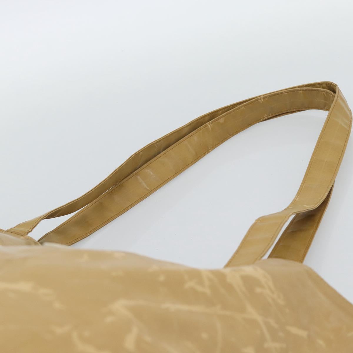 CHANEL Tote Bag Patent leather Beige CC Auth 183485
