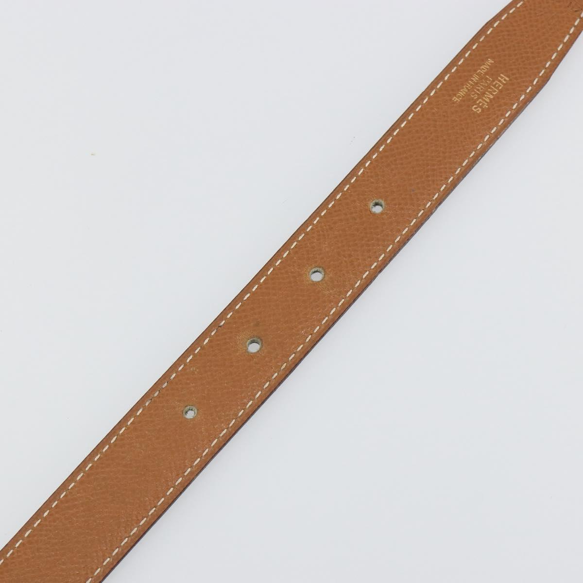 HERMES Constance H Belt Leather 33.5"" Black Gold Auth 183494