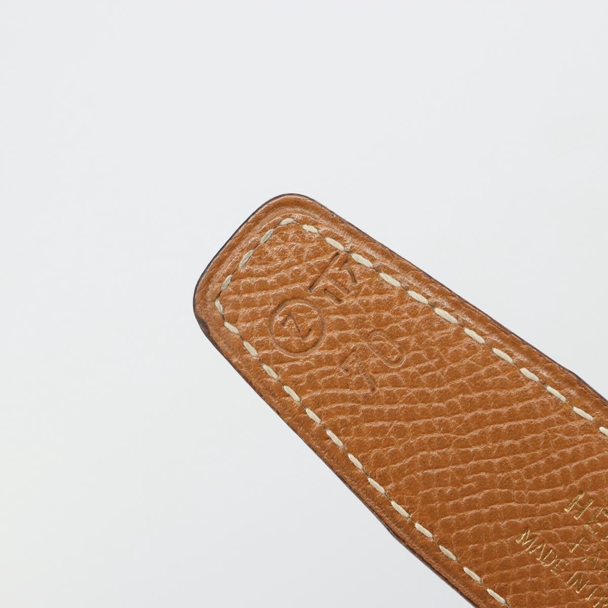 HERMES Constance H Belt Leather 33.5"" Black Gold Auth 183494