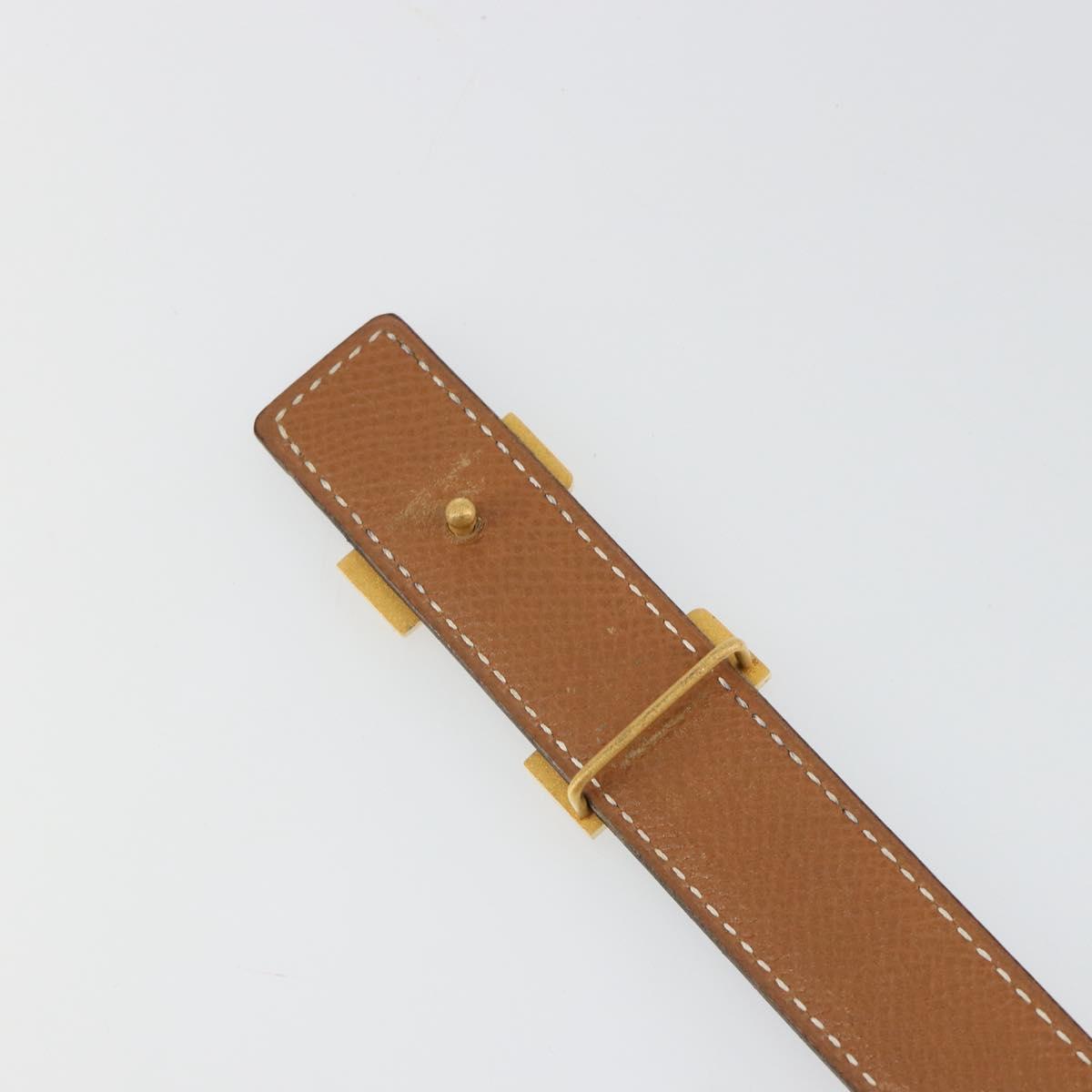 HERMES Constance H Belt Leather 33.5"" Black Gold Auth 183494