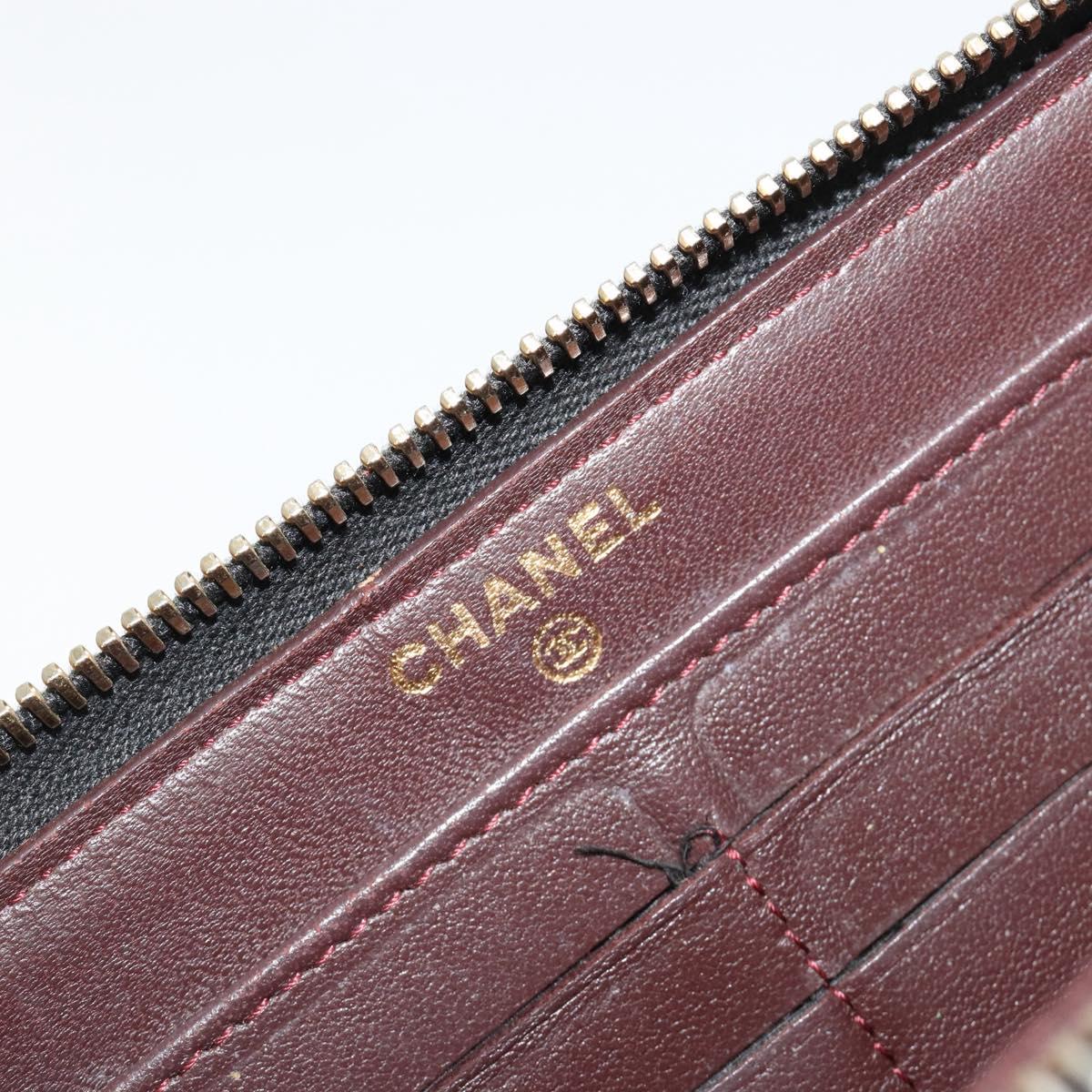 CHANEL Matelasse Long Wallet Lamb Skin Black Gold CC Auth 183495