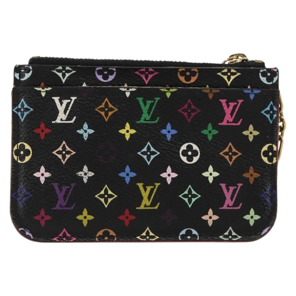 LOUIS VUITTON Multicolor Pochette Cles NM Coin Purse Black M60279 Auth 183498V