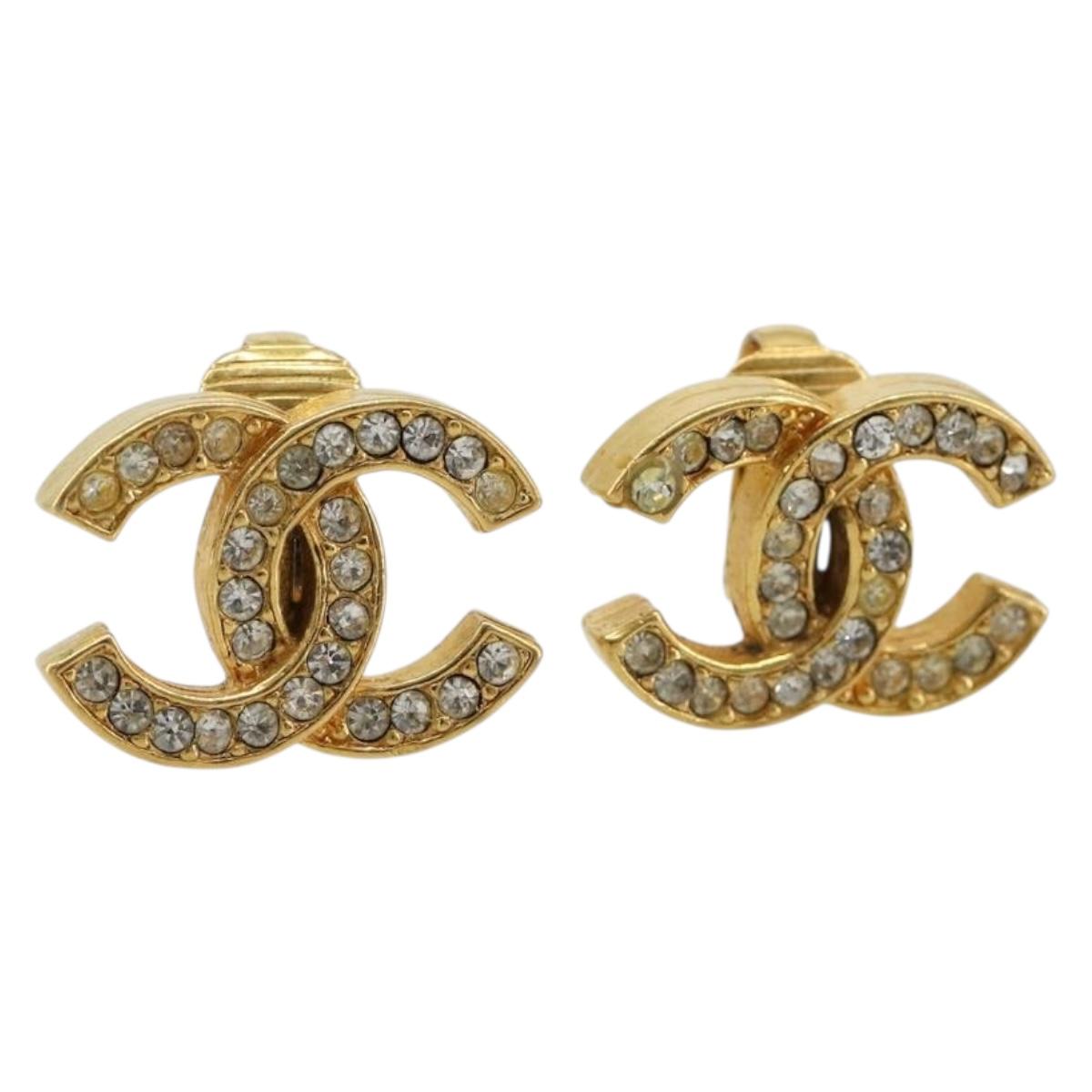 CHANEL Earring metal Gold Tone CC Auth 183505