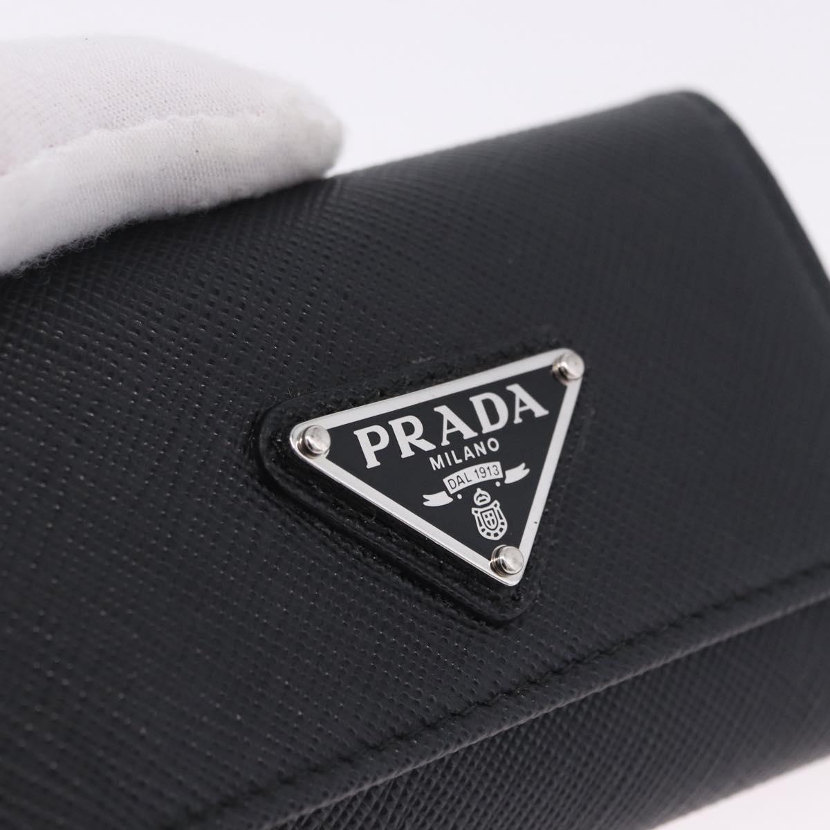 PRADA Safifano Leather Key Case Leather Black Auth 183512A