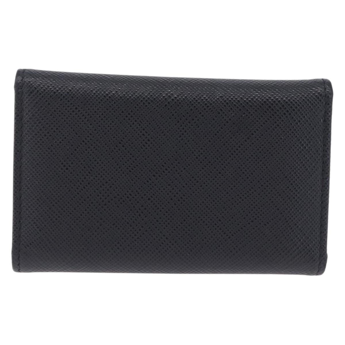 PRADA Safifano Leather Key Case Leather Black Auth 183512A