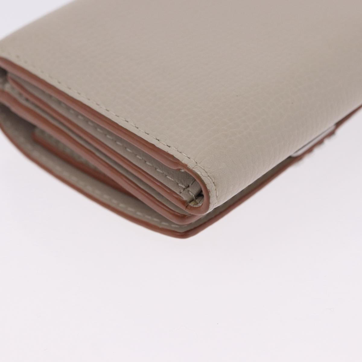 LOEWE Anagram Trifold Wallet Leather Ivory Silver Auth 183513A