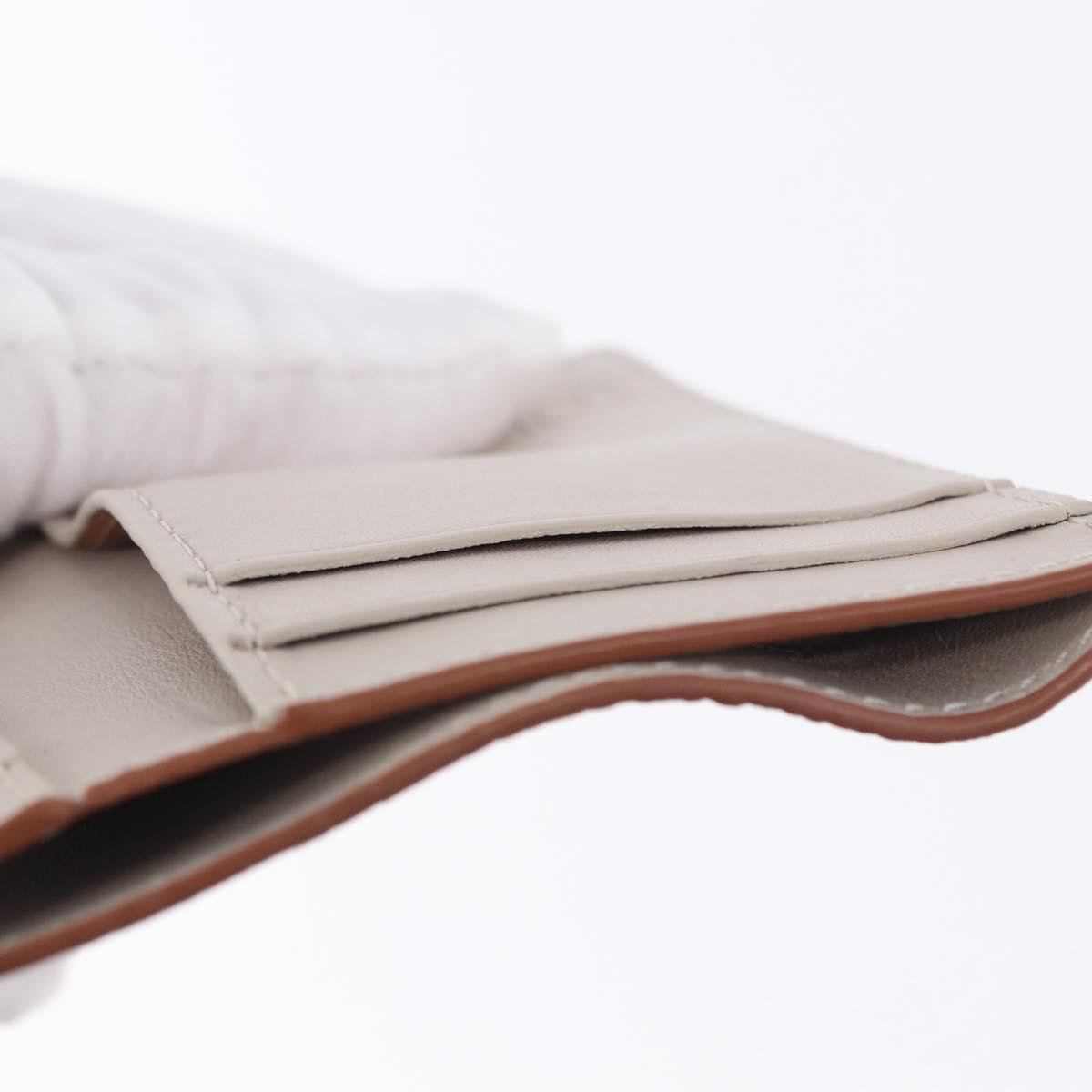 LOEWE Anagram Trifold Wallet Leather Ivory Silver Auth 183513A