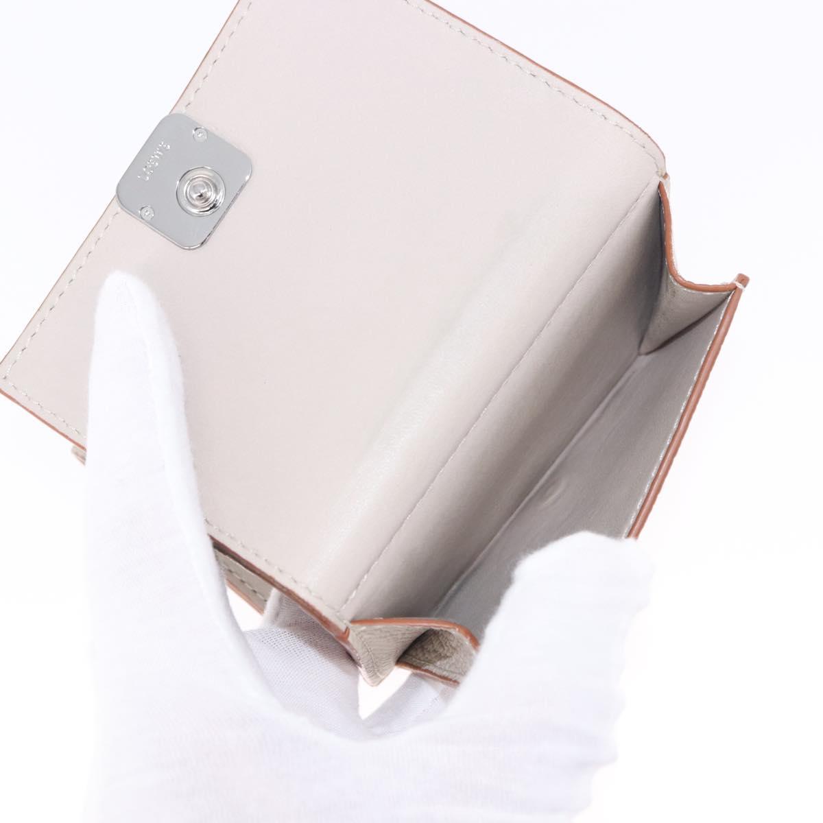 LOEWE Anagram Trifold Wallet Leather Ivory Silver Auth 183513A