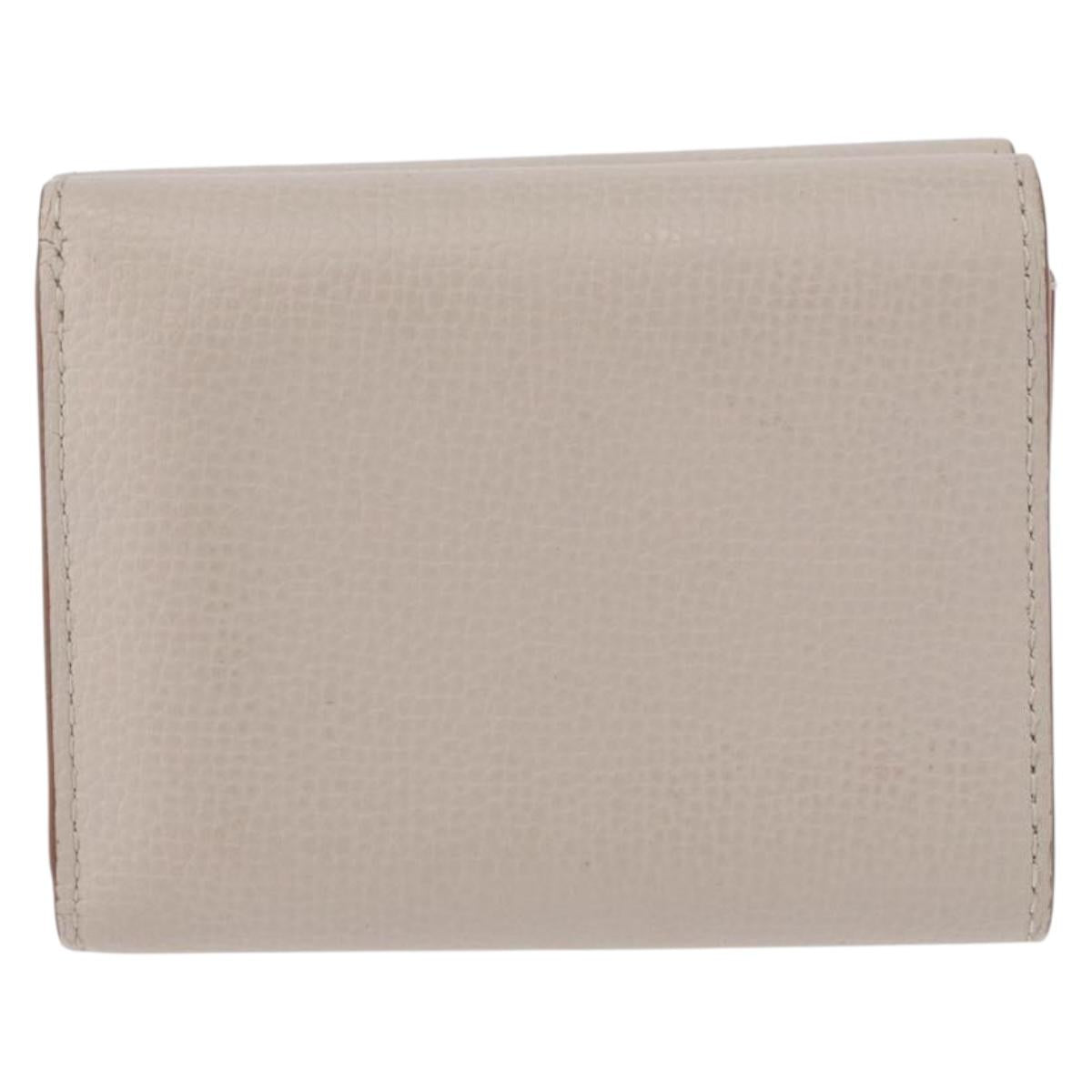 LOEWE Anagram Trifold Wallet Leather Ivory Silver Auth 183513A