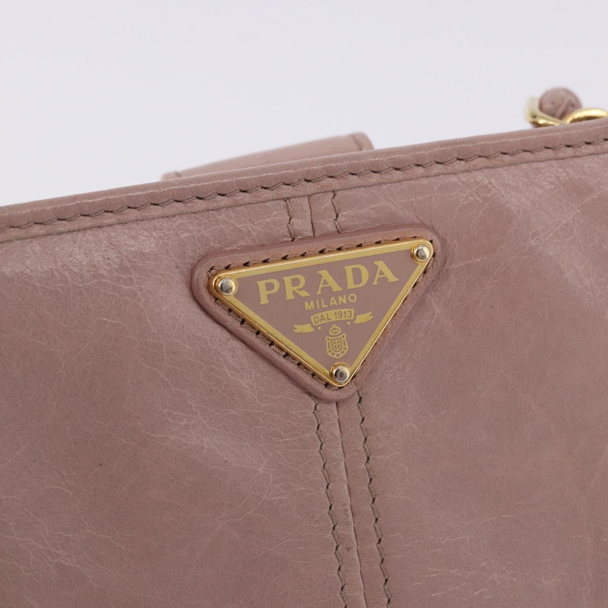 PRADA Bifold Wallet Leather Pink Auth 183515A