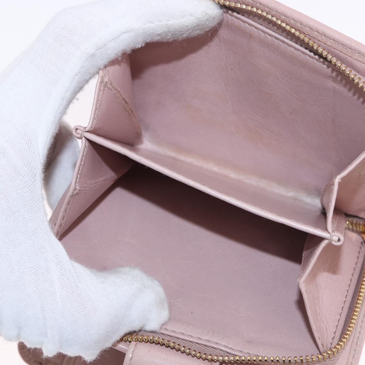 PRADA Bifold Wallet Leather Pink Auth 183515A